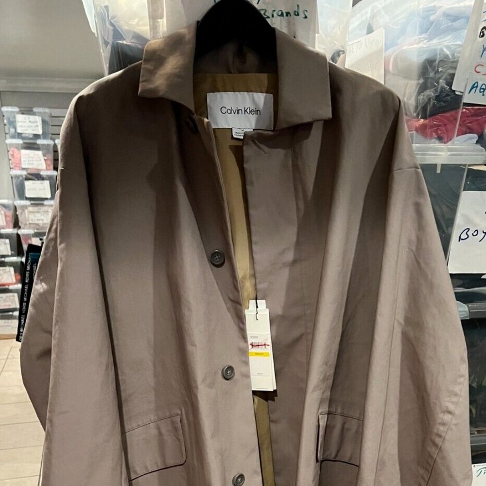 Calvin Klein Men's Water Resistant Long Trench Jacket Medium Retail $268 NWT